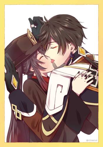 Zhongli x Hu Tao love story hentai doujinshi cover