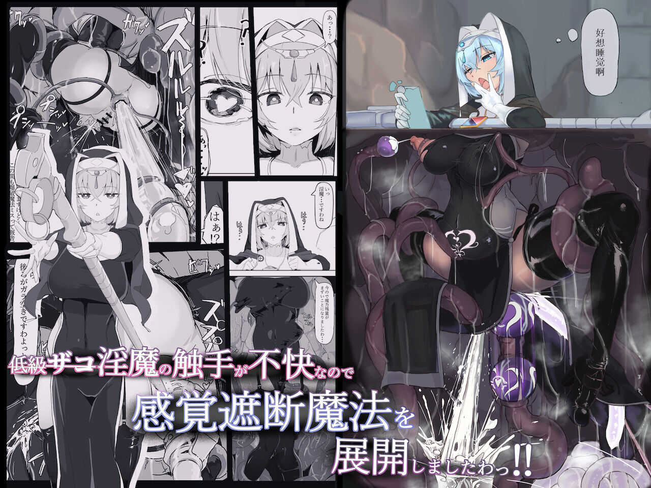 低級ザコ淫魔の触手が不快なので感覚遮断魔法を展開しましたわっ!! page 1 full