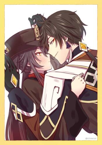 Zhongli x Hu Tao love story hentai doujinshi cover