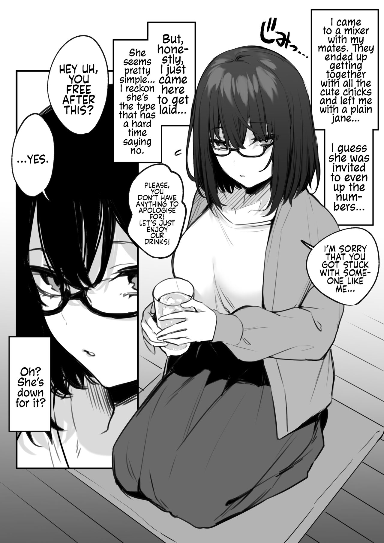 Yaresou dakara toiu Riyuu de Jimi Onna o Sasotta Kekka | I Was Just Looking To Fuck, So I Called Out To This Plain Looking Chick And, Well... page 1 full