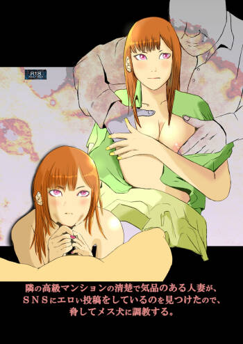 Tonari no Koukyuu Mansion no Seiso de Kihin no Aru Hitozuma ga, SNS ni Eroi Toukou wo Shiteiru no wo Mitsuketa no de, Odoshite Mesuinu ni Choukyousuru. cover