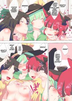 Koishi-chan caught by Orin and Okuu in heat