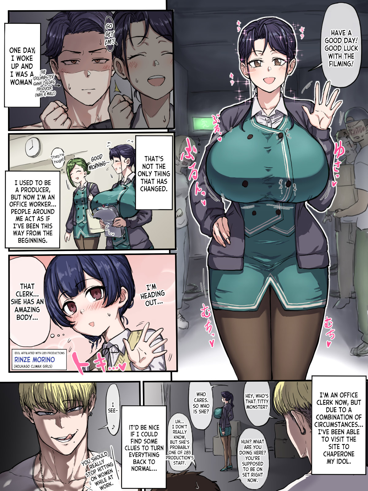 P, who has become a beautiful woman with big tits, immediately falls in love with a handsome man page 1 full