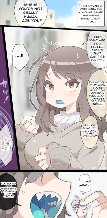 A vore manga where you are shrunk by a girl with blue mucous membranes and then swallowed whole cover