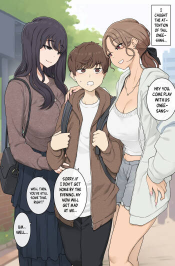 Megutai Choushin Onee-san-tachi ni Ryousoku kara Press Sarete Nigerarenai Sex | Sex Where I‘m Sandwiched Between Tall, Busty Onee-sans and Unable to Escape cover