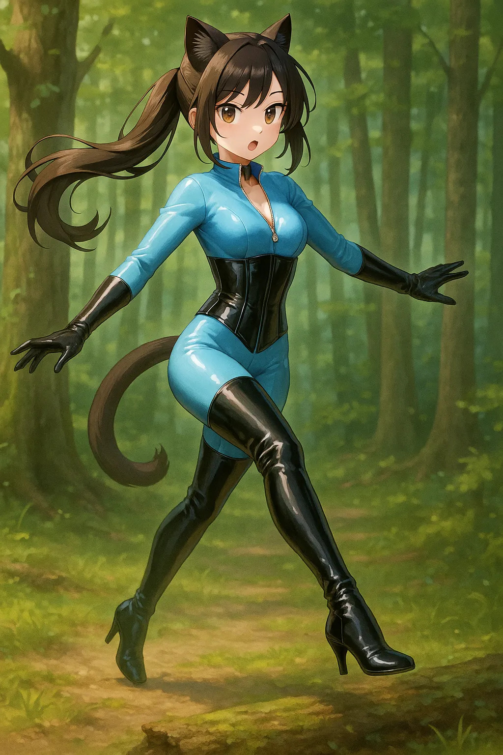 Girl in catsuit and thigh high boots page 5 full