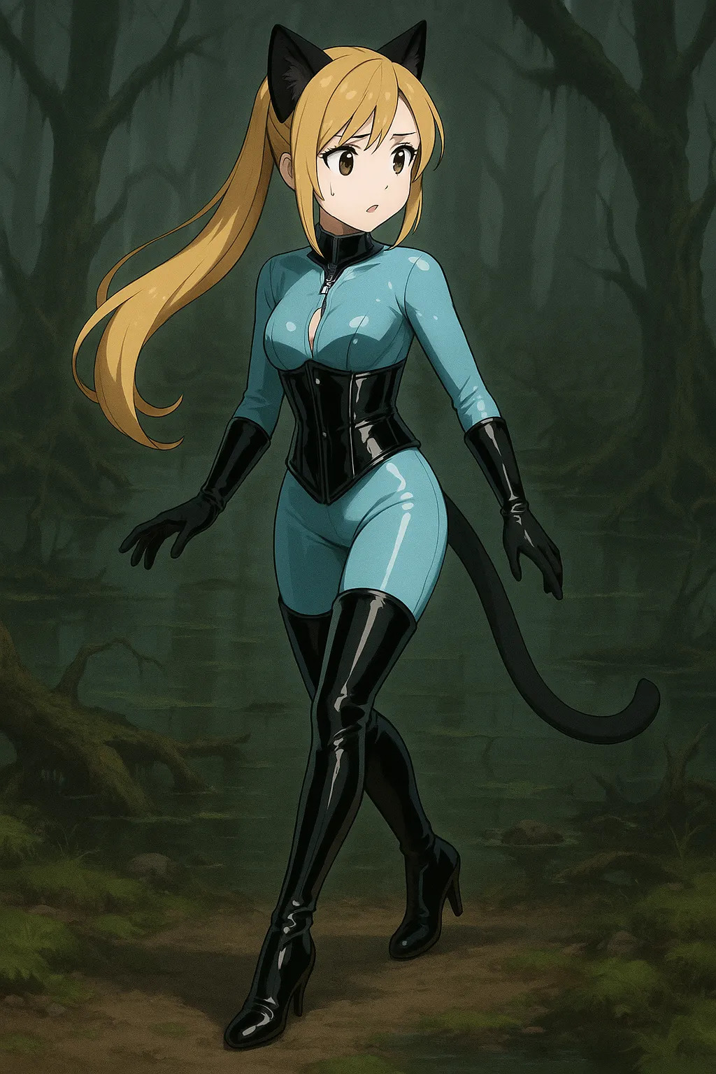 Girl in catsuit and thigh high boots page 6 full
