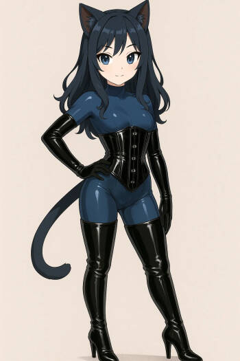 Girl in catsuit and thigh high boots cover