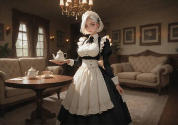 White hair maid MMF Threesome groupsex cover