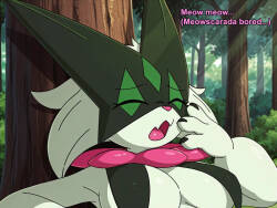 Meowscarada bored in forest