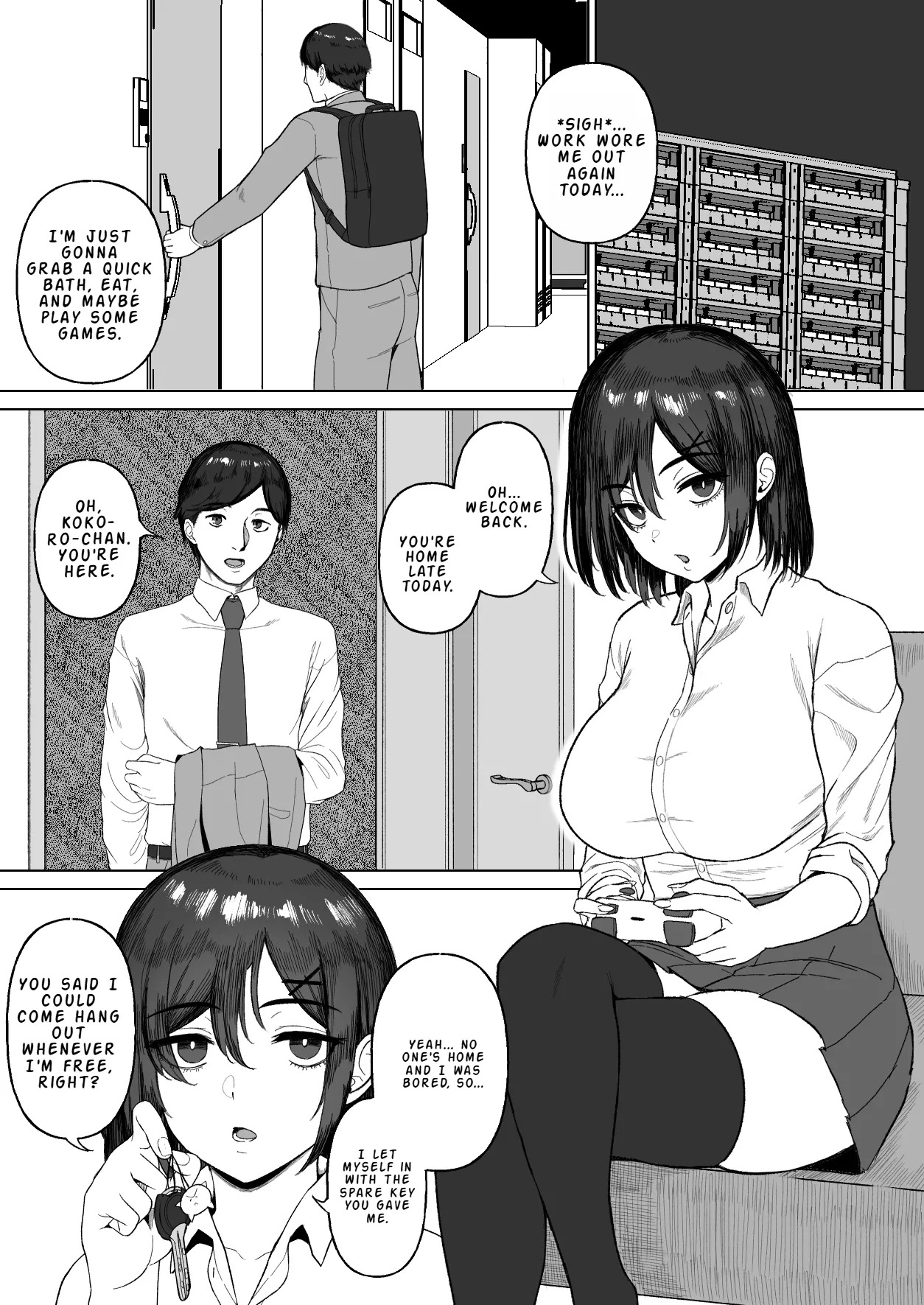 Otonari no Downer Oyako ni Shiboritorareru Hanashi | The Story of Being Squeezed Dry by the Lethargic Mother and Daughter Next Door page 2 full