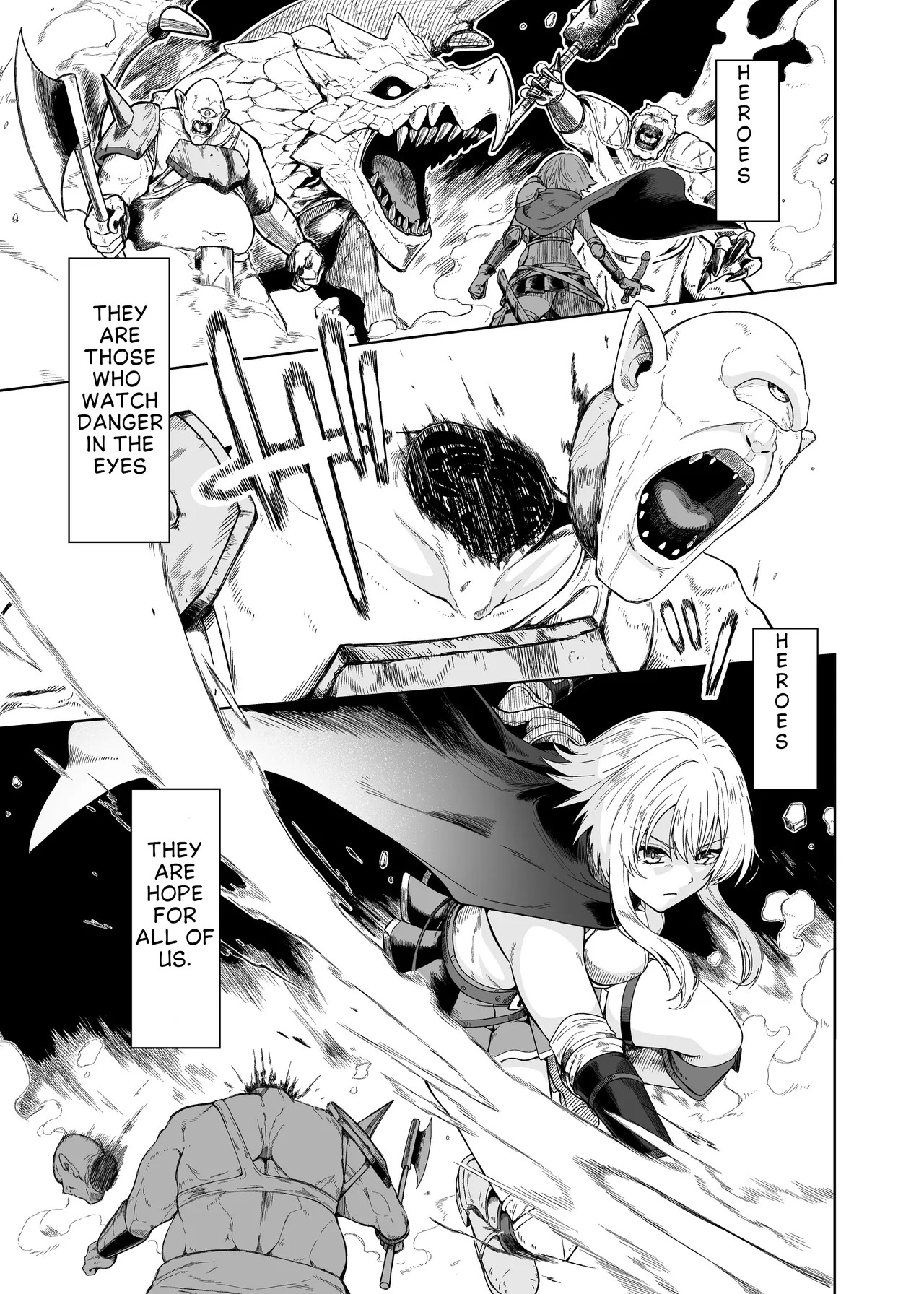 The female hero is completely unaware that she was utterly defeated by the Demon King! page 3 full