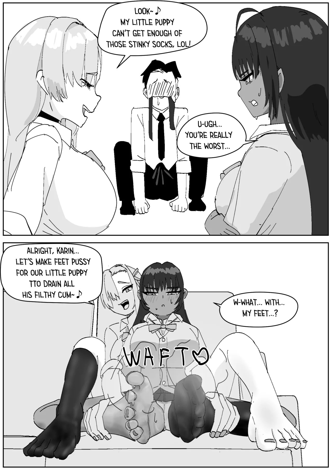 Karin & Asuna Masochist’s Cum Squeezed by Stinky Feet page 4 full