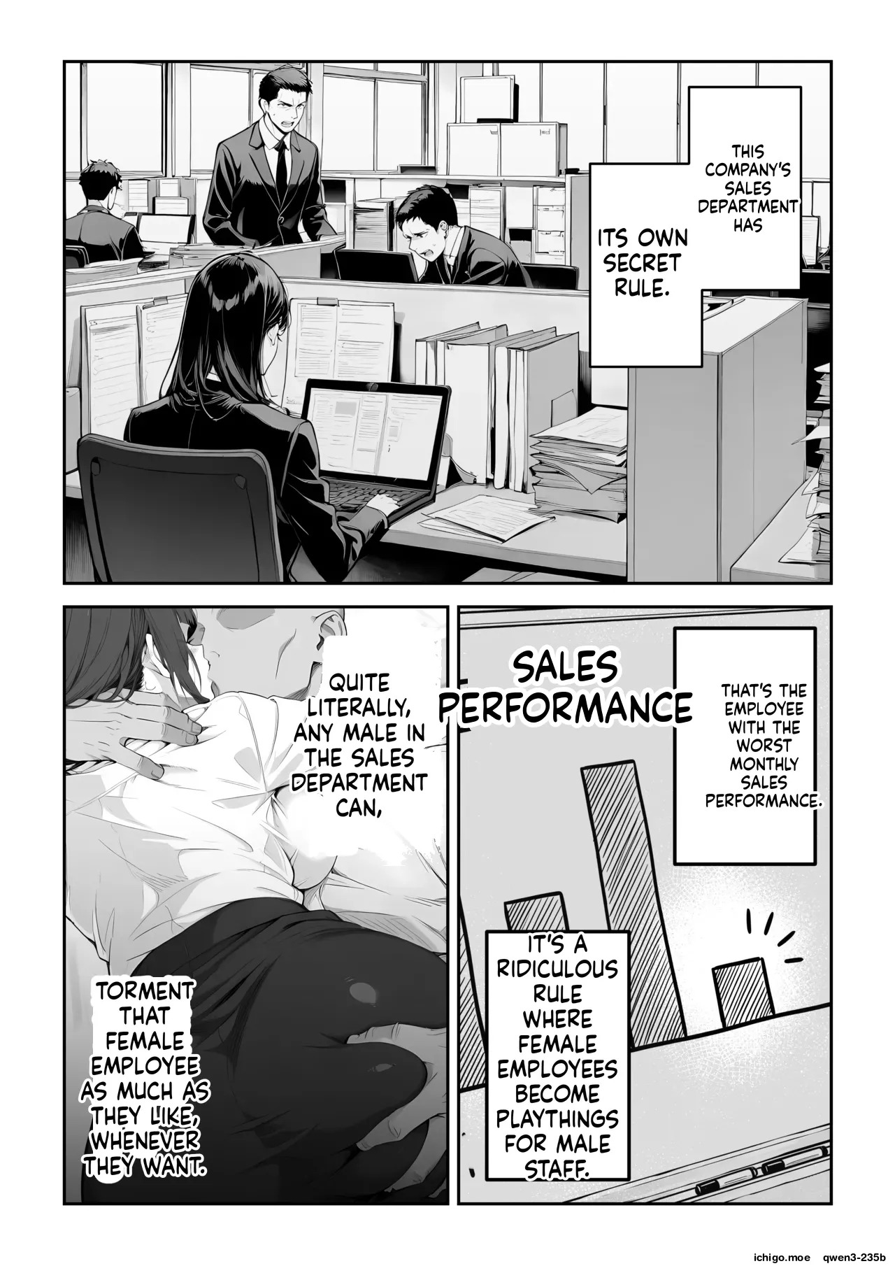 Eigyō seiseki saikai no OL ga zen shain no sei shori-gakari ni naru kaisha - AI Generated page 9 full