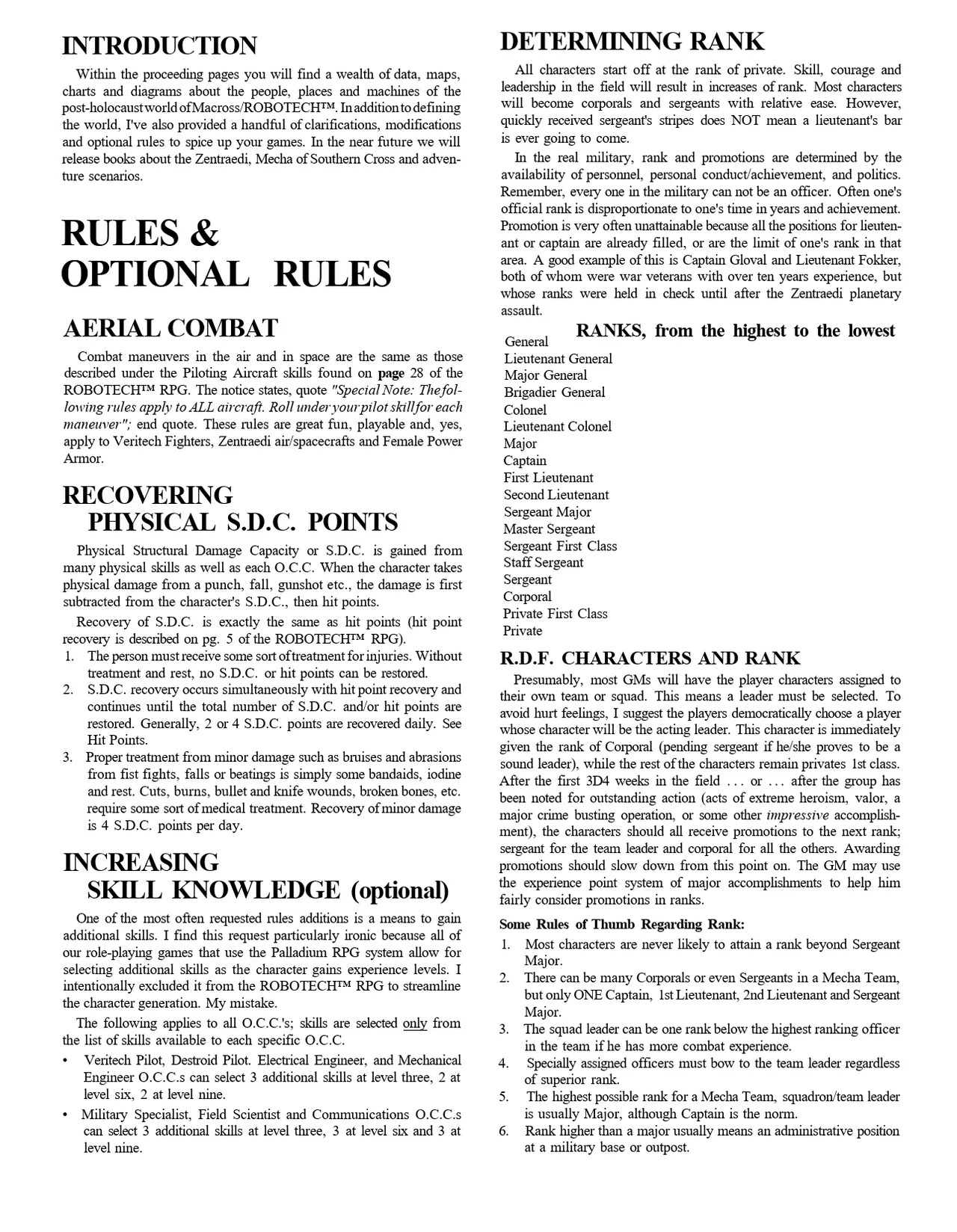 Robotech RPG - Book 2 The RDF Manual page 5 full