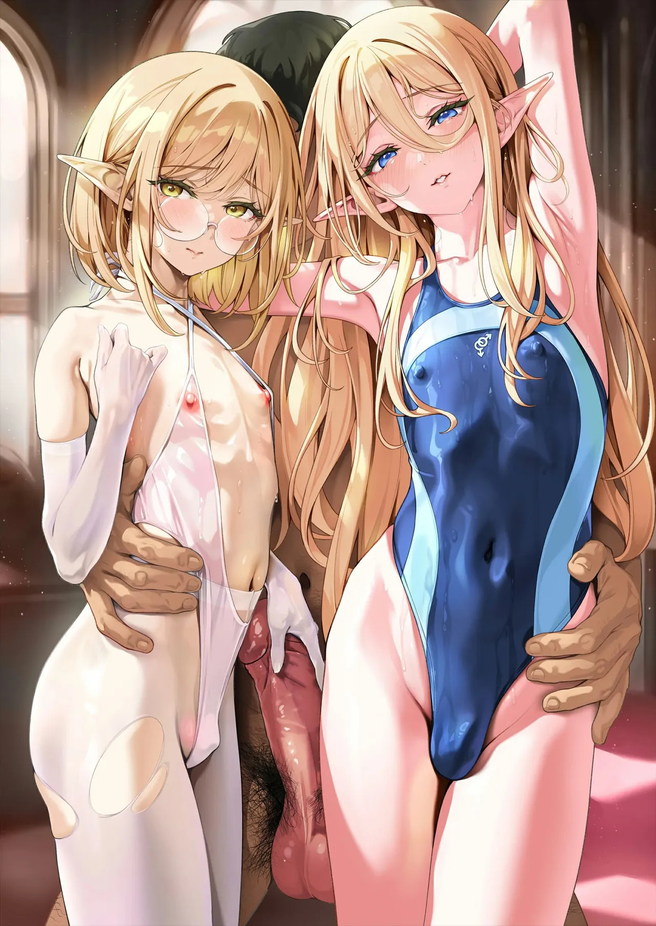 Isekai Otokonoko Mizugi Futaana Chijoku Slender Onee-san  no Chinpo Chuudoku ni Mikeiken na Bishounen ga Makikomarete... | Another World Trap Swimsuit Double-Hole Humiliation ~Inexperienced Pretty Boy Caught Up in Slender Big Sister's  Cock Addiction...~ page 2 full