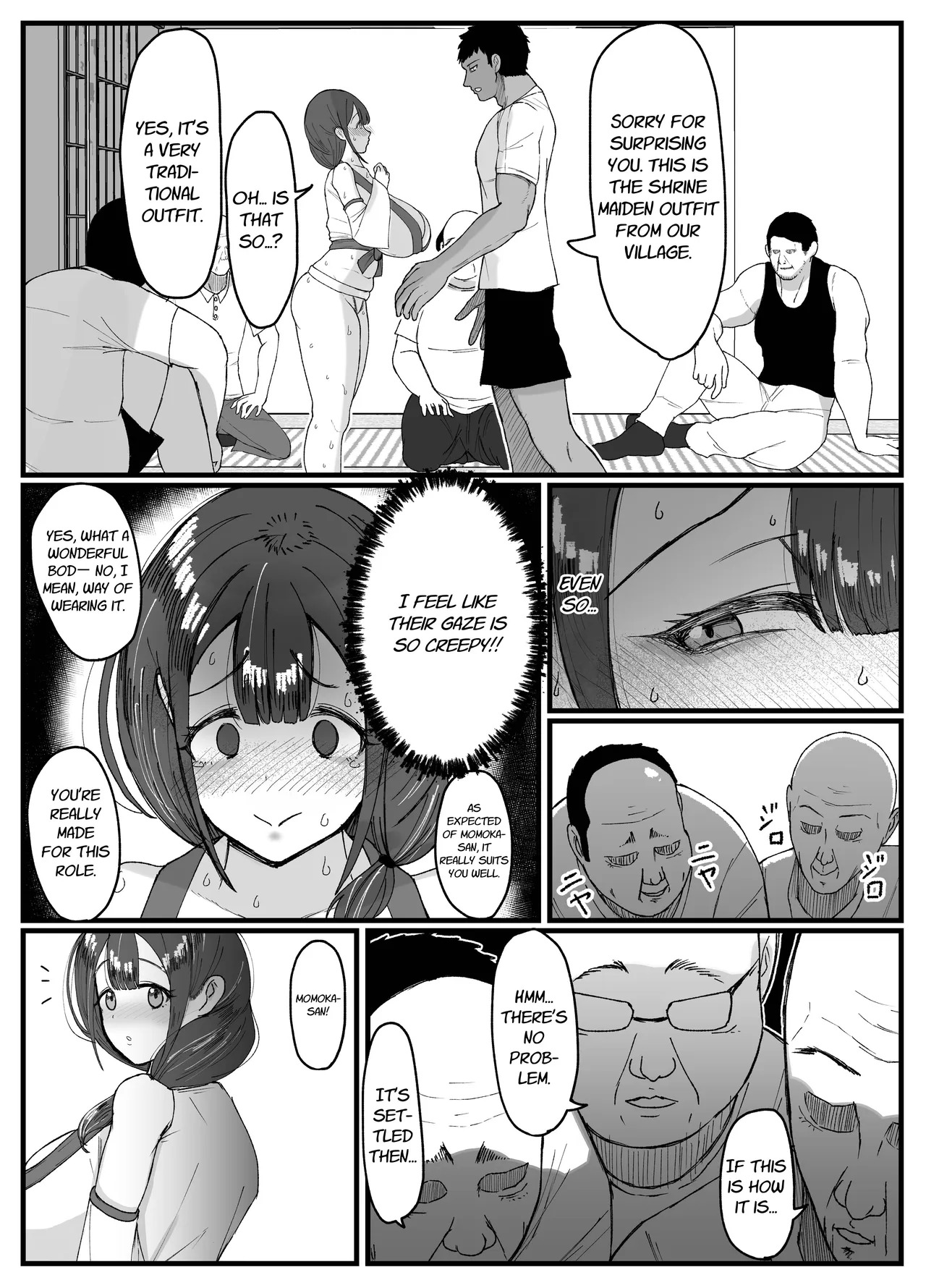Nagasareyasui Hitozuma  ga Inshuu Mura de Miko ni Matsuriagerare Chinpo Ochi Suru Hanashi 1 | A Married Woman  Is Chosen as a Sacred Maiden in a Remote Village Part 1 page 6 full