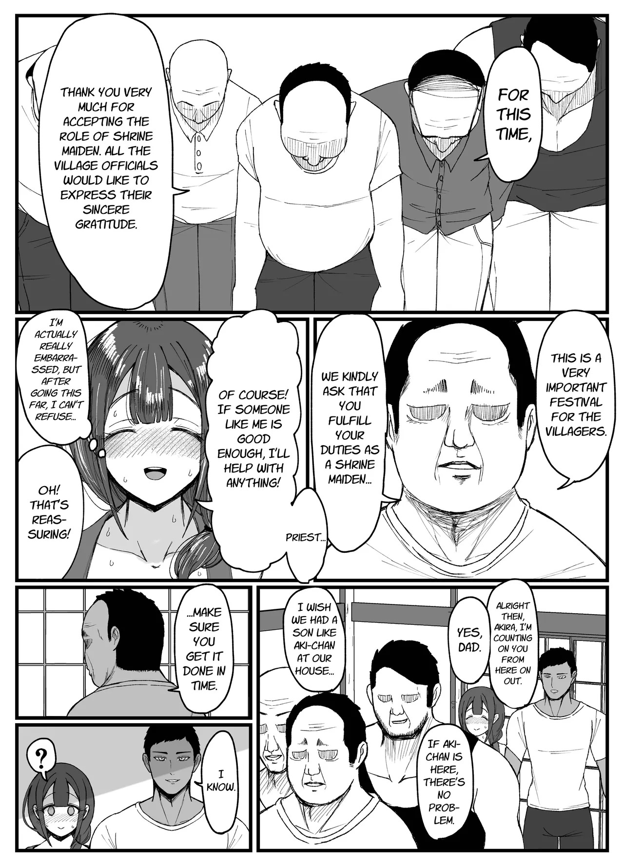 Nagasareyasui Hitozuma  ga Inshuu Mura de Miko ni Matsuriagerare Chinpo Ochi Suru Hanashi 1 | A Married Woman  Is Chosen as a Sacred Maiden in a Remote Village Part 1 page 7 full