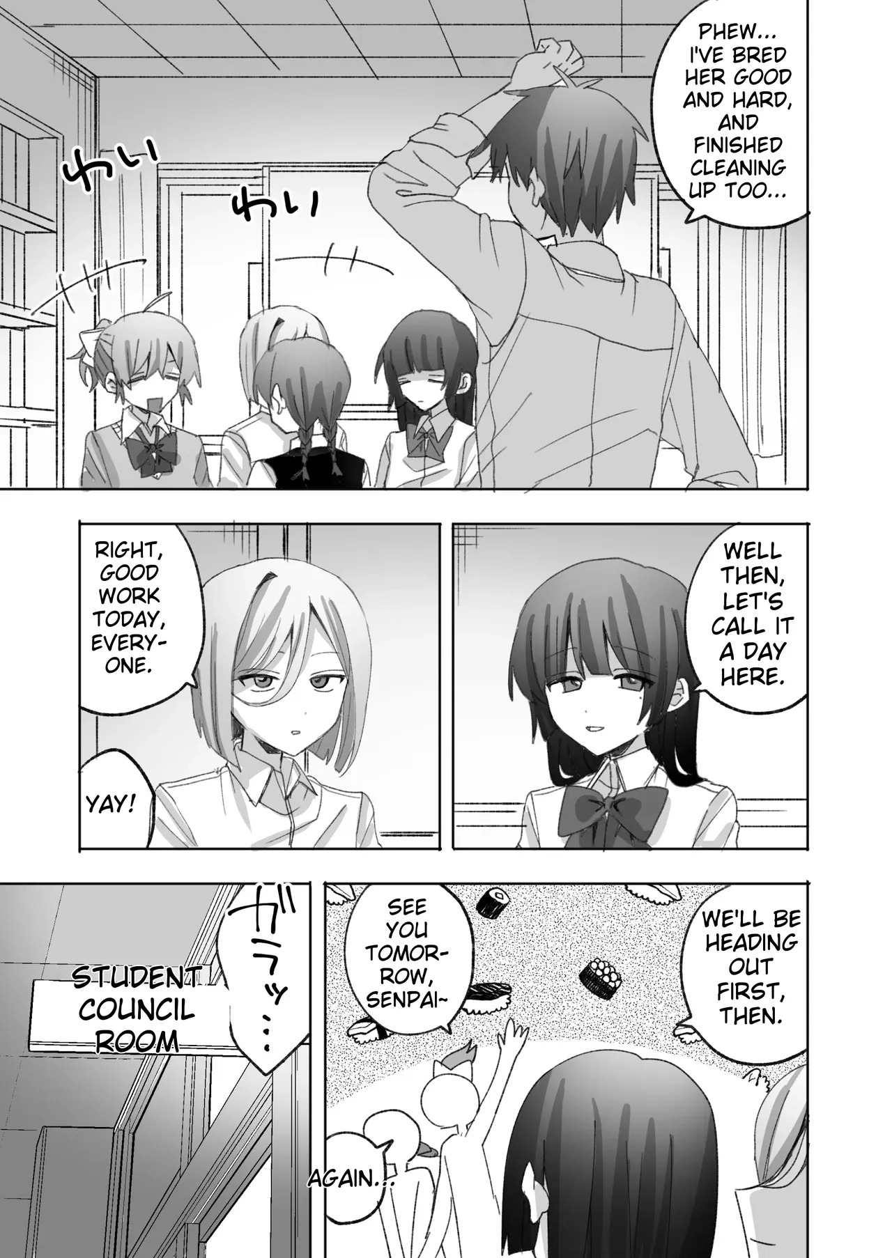 The Student Council with Impaired Perception: Irresponsible Impregnation of a Yuri Couple page 10 full