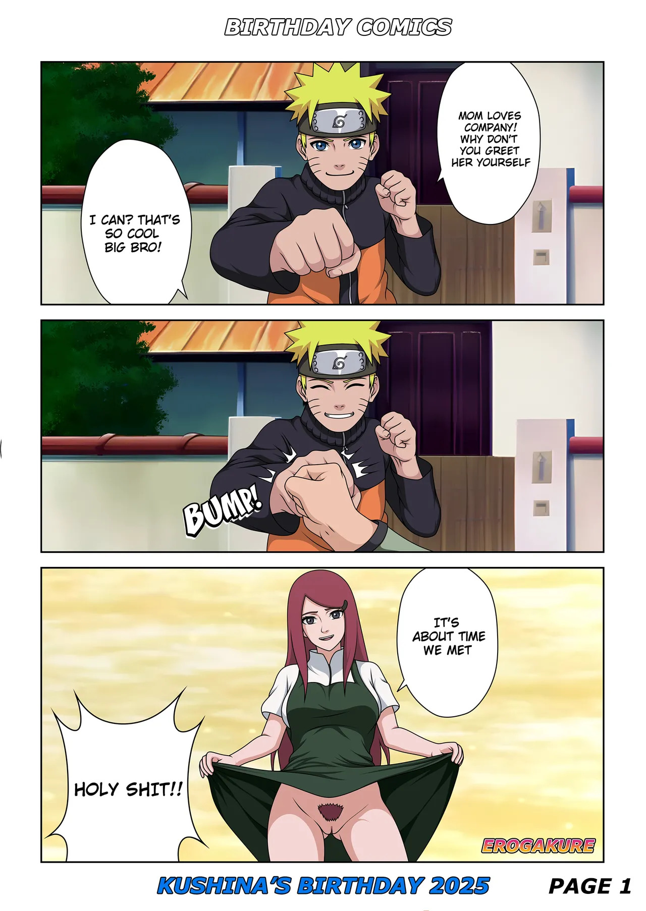 Kushina's Birthday Comic 2025 - Kushina x Konohamaru  by Erogakure page 1 full