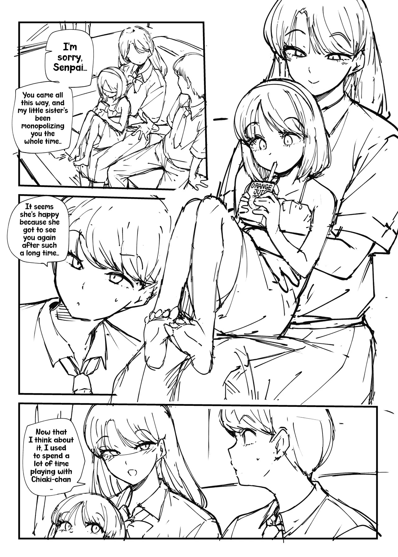 Senpai no Himitsu | Senpai's Secret  |RAW SKETCH page 1 full